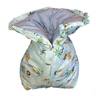 Imagem de Cobertor Saco Manta para Bebê Analu Kids 60x40x14cm - Estampa Safari Azul