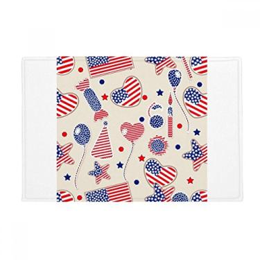 Imagem de DIYthinker Tapete antiderrapante para porta de banheiro com bandeira de coração e estrela com balão dos EUA