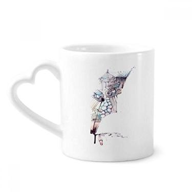 Imagem de Caneca de pintura em aquarela de edifício barroco arquitetura caneca café cerâmica copo de coração de vidro