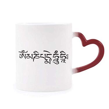 Imagem de Caneca de grés com estampa de personagem sânscrito da cultura religião sensível ao calor vermelha que muda de cor