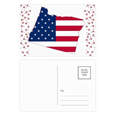 Imagem de Oregon Mapa dos EUA Estrelas Listras Bandeira Natal Flor Celebração Cartão Postal Cartão Bênção
