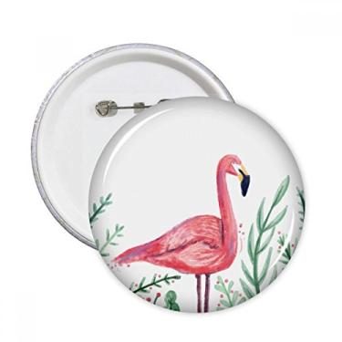 Imagem de Plantas de flamingo tropicais, pinos redondos, emblema, decoração de roupas, 5 peças, presente