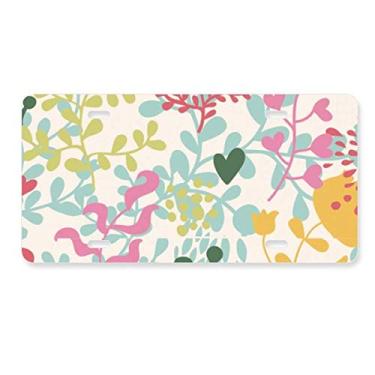 Imagem de DIYthinker Etiqueta de aço inoxidável para decoração de placa de licença com flor de folha multicolorida