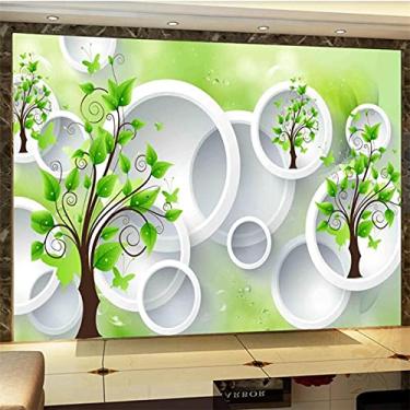 Imagem de Papel de parede personalizado 3D foto mural abstrato árvore circular TV fundo parede sala de estar quarto quarto quarto criança mural 3D papel de parede 350 cm (C) × 245 cm (A)