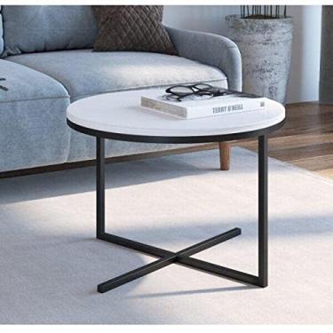 Imagem de Mesa Lateral Volpi Baixa Artesano Branco/Preto