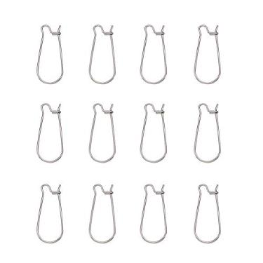 Imagem de KISSITTY Ganchos de Brinco de Aço Inoxidável 100 Peças Prata 25x12mm