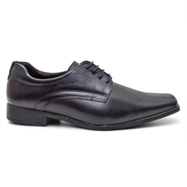 Imagem de Sapato Social Preto 100% Couro Conforto Masculino Cadarço Reuniao Elegante Fork