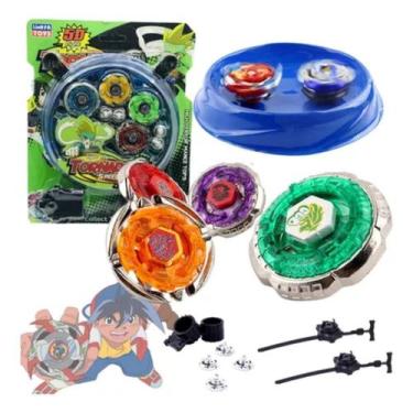 Kit Beyblade Metal 5D Brinquedo 4 Peões Led Toys