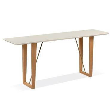 Imagem de Aparador Roma 180 Cm Tampo De Madeira Off White Base Madeira Amêndoa Metalizada Dourado