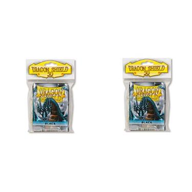 Imagem de Pacote com 2 pacotes Dragon Shield Classic 50 ct preto tamanho padrão mangas para cartão pacote individual