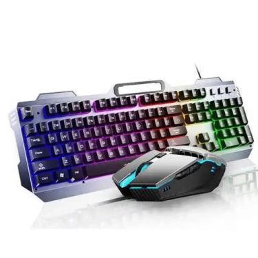 Imagem de Kit Teclado E Mouse Gamer 3200 Dpi Ergonômico Usb Metal Semi Mecânico