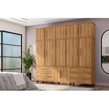 Imagem de Roupeiro/Guarda Roupas PRIS Triplex 6 Portas e 4 Gavetas Com Nichos Para Sapatos Cor Nature