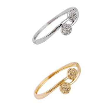 Imagem de 2 Unidades pulseira elástica bracelete dourado pulseira de pérolas pulseiras pulseira de de pérolas duplas pulseira de abertura elástico Senhorita