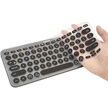Imagem de Capa de teclado K380 Logitech ultrafina de silicone, capa de teclado para teclado sem fio Logitech K380, capa de teclado Logitech à prova d'água e poeira (preto)