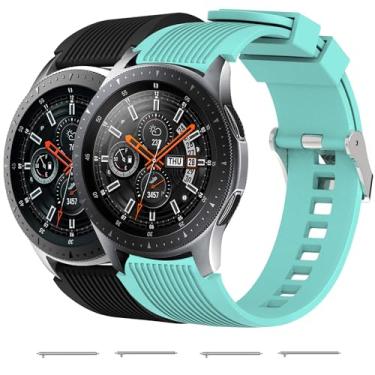 Imagem de Nacorulu Pulseira compatível com Samsung Galaxy Watch de 46 mm/Galaxy Watch 3 de 45 mm/Gear S3 Classic/Gear S3 Frontier, pulseira de silicone para relógio inteligente de 22 mm (pacote com 2)