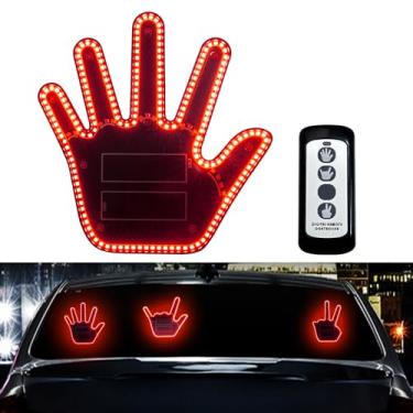 Imagem de KaiDengZhe Luz de LED para gestos cômica para carro com controle remoto, acessórios para carros de presente, placa engraçada para janela traseira, dispositivo de carro e sinal de raiva na estrada, dê