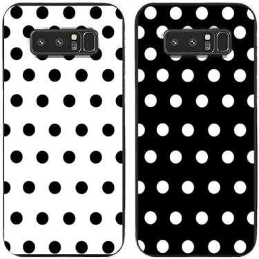 Imagem de 2 peças preto branco bolinhas impressas TPU gel silicone capa de telefone traseira para Samsung Galaxy All Series (Galaxy Note 8)