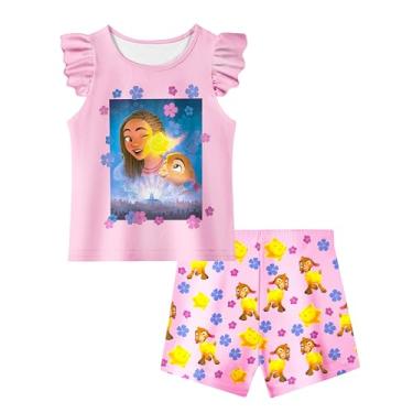 Imagem de QAQGood Conjunto de camisetas e calças longas de princesa Magic Star Girls Cartoon 2023 filme infantil uso casual para casa 3-10 anos, B - Rosa, 5-6 Anos