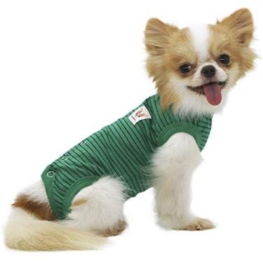 Imagem de LOPHIPETS Pijama feminino para cães pequenos Pomeranian Maltese Toy Poodle-Green Strips/M