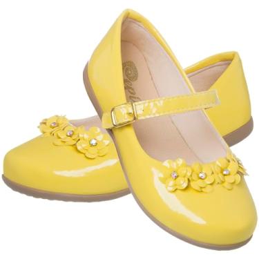 Imagem de Sapatilha Infantil Branca com Laço de Flores para Meninas (Amarelo, BR, Criança de 4 a 8 anos, Numérico, 26)
