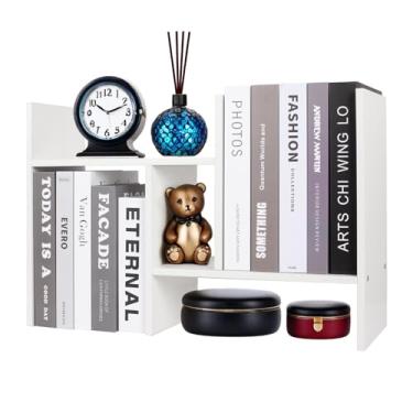 Imagem de ShellKingdom Organizador de Prateleira de Mesa, 2 Prateleiras em Forma de H, Ajustável para Mesa, Escrivaninha, Organizador de Mesa de Dormitório - Branco