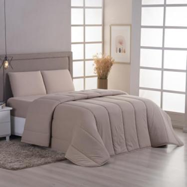 Imagem de Conjunto Edredom Roupa de Cama 100% Malha de Algodão Peruano Malha Penteada 30.1 - Toque Suave Linha Premium (Bege, Casal King)