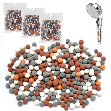 Imagem de LLMSIX 3 pacotes de substituição de contas de filtro de chuveiro quatro cores de substituição bola de pedra mineral bola de chuveiro portátil pedras de substituição ânion mineral cabeça de chuveiro