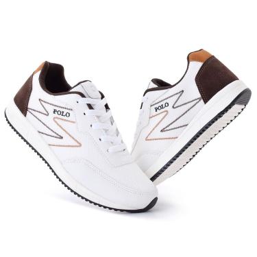 Imagem de Sapatênis Masculino Casual Polo Sapato Academia Branco Tênis BF Shoes	