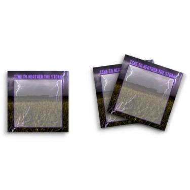 Imagem de Butler in the Home Sticky Notes Pacote com 12 unidades de 7,6 cm x 7,6 cm, 50 folhas por bloco, Time to Weather The Storm Lightning in Field, blocos de notas engraçados fofos, papel planejador de