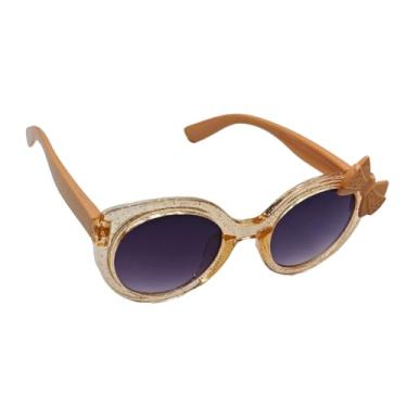 Imagem de Óculos De Sol Infantil Com Lacinho Oval Degrade Moda Blogueirinha Fofinho Bege