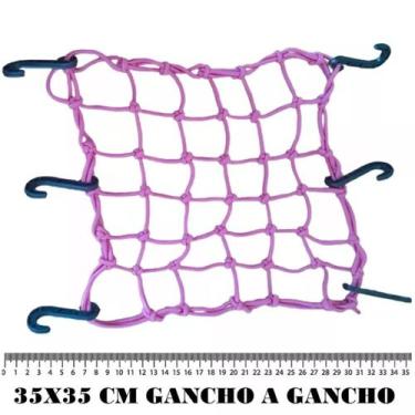 Imagem de Rede Elástica Aranha Moto Bagageiro Redinha Rosa Pink 35x35 Gancho A G