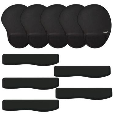 Imagem de Kit 05x MousePad + Apoio Pulso p/ Teclado Ergonômico Preto - Reflex