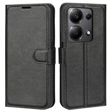 Imagem de Kezaizhe Capa flip para Xiaomi Redmi Note 13 Pro 4G LTE carteira de couro PU capa protetora magnética para celular Poco M6 Pro 4G Folio Book Cover com suporte (preto)