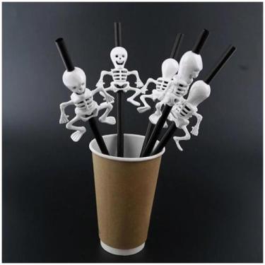 Imagem de Canudo Drink Esqueleto Decorativo Festa Hallowen C/5 Und  - Fox Import