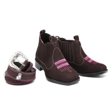 Imagem de Kit Bota Texana Couro Infantil e Cinto Country Moderna - Candieiros, 2