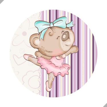 Imagem de Painel de Lona Redondo Bailarina Ursinha Menina Lacinho - Fabrika de F