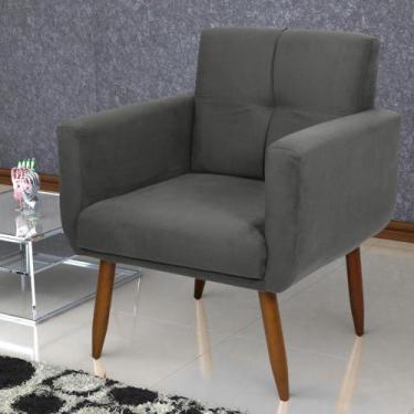 Imagem de Poltrona Decorativa para Sala Lilian Suede Cinza - Mais de Casa