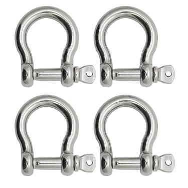 Imagem de Extreme Max 3006.8306.4 BoatTector Manilha de arco de aço inoxidável - 2,2 cm, pacote com 4