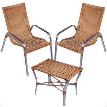 Imagem de Conjunto 2 Cadeiras e Mesa de Centro Alumínio Para Área Externa Fortal