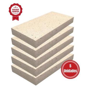 Imagem de 5 Tijolos Refratário Plaqueta Churrasqueira 23x11,4x2,5cm - LAURINDOS