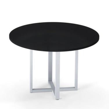Imagem de Mesa de Reunião Redonda Tubular P25 Pandin 1,10 M Preto e Cinza