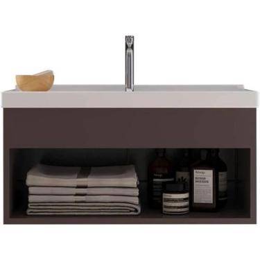 Imagem de Gabinete para Banheiro com Cuba e Nicho Suspenso - Gianduba - Beta Cer