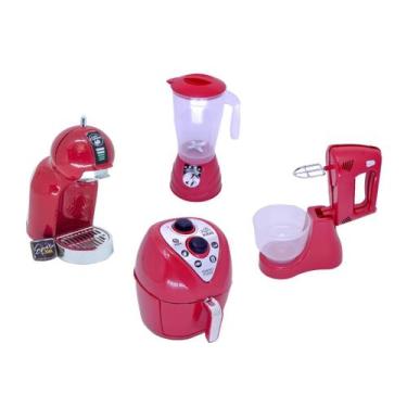 Imagem de Kit Cozinha Infantil Verm Airfryer Bate Cafetei Liquidifica - Altimar