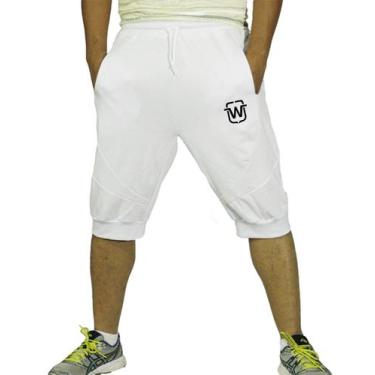 Imagem de Bermuda de moleton wooks masculina skinny fitness, G, Branco