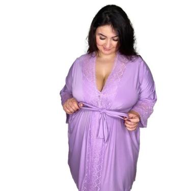 Imagem de Robe Plus Size Hobbie Renda Luxo Roupão Penhoar - ROUPA DE DORMIR, Lil