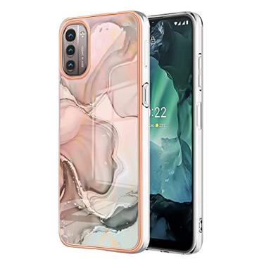 Imagem de Dinglijia Capa para Nokia G21, Nokia G11, TPU macio + padrão de mármore IMD, design fino, proteção de tela e câmera aprimorada para Nokia G21 BKC ouro rosa