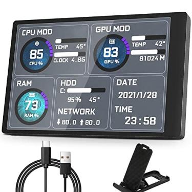Imagem de Monitor de dados de CPU para PC, tela IPS USB de 5 polegadas, painel de sensor de computador, monitor de temperatura para monitor de dados de CPU AIDA64, compatível apenas com sistema Windows