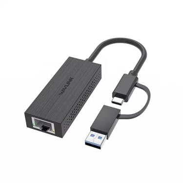 Imagem de Adaptador USB C para Ethernet, WAVLINK 2,5 G 2 em 1 USB 3.2 Tipo A/Tipo C para conversor de cabo portátil de rede LAN RJ45 de 2,5 Gigabit, compatível com Microsoft Windows, Mac OS, iPadOS e muito mais - preto