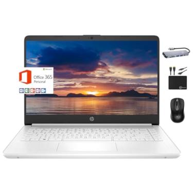 Imagem de HP Laptop portátil premium 2024 de 14 polegadas Micro-Edge para estudantes, Intel Quad-Core N4120, 8 GB de RAM, 192 GB (cartão eMMC de 64 GB + cartão de 128 GB), webcam, WiFi, Windows 11S + 1 ano de