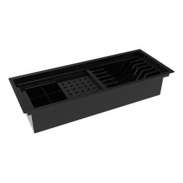 Imagem de Escorredor Embutido Calha Inox Úmida Pintado Preto 50cm - HZ